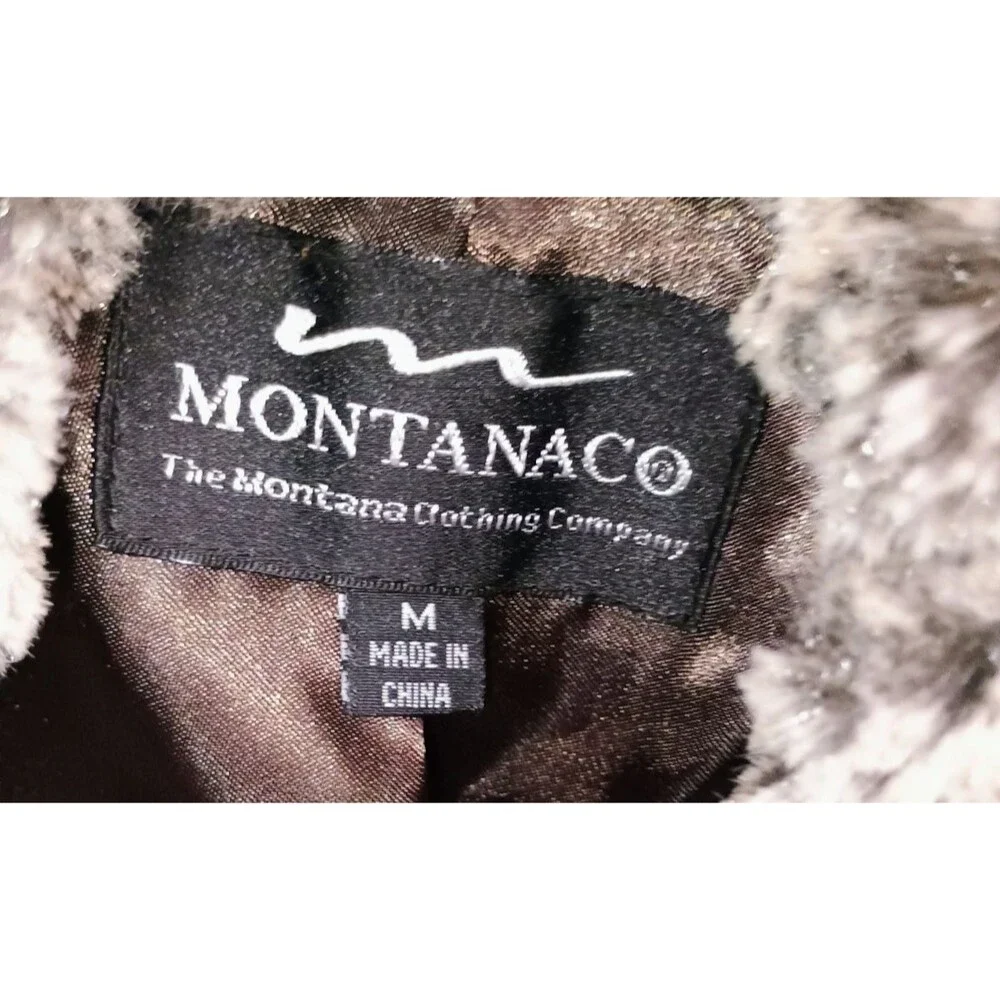 Montanaco Gray Faux Fur Zip Jacket Coat Women's Medium